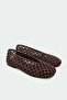 Tayon Knitted Detailed Genuine Leather Women's Bitter Brown Flat Ballerinas - 2