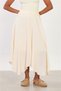 Women's elastic waist asymmetric long skirt - natural - 4