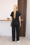 Aveline Polo Collar Women's Set Short Sleeve Relaxed Fit Wide Leg Bottom Top Set - 9