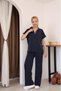 Aveline Polo Collar Women's Set Short Sleeve Relaxed Fit Wide Leg Bottom Top Set - 4