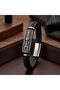 Black Leather Men's Bracelet with Knight's Sword Motif – Steel Lock - 3