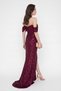 Women's Burgundy Boat Neck Tailed Long Promise Engagement Graduation Evening Dress - 6