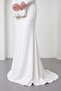 Women's White Boat Neck Long Sleeve Promise Engagement Wedding Evening Dress - 4