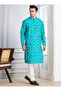 Mens Bandhani Printed Cotton Kurta Set - 2