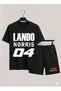 Lando Norris Printed 100% Cotton Crewneck Kids T-Shirt-Shorts F1 Dual Set