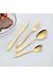 24-Piece Stainless Steel Cutlery Spoon,Fork And Knife Set Gold - 6