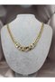 Gold Color Stone Detailed Thick Chain Necklace Women's Gold Cuban Chain Stylish Neck Necklace