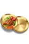 2-Pack Gold Stainless Steel Dinner Plates – Reusable Round Plates for BBQ, Party & Camping