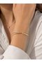 Brass Gold Color Baguette Zircon Stone Women's Bracelet - 2