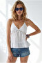 Women's White Adjustable Strap Crop Blouse with Shell Detail Blz-19003410