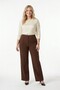Women's Light Brown Plus Size Crepe Trousers Palazzo Elastic Waist Full Lycra Flexible No Pockets Button Detail Oversized Wide Leg - 6