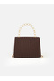 Brown Shk329 Pearl Handle, Textured, Chain Strap, Lockable, Women's Evening Dress, Hand, Arm and Shoulder Bag - 3