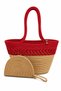 Aya Trikot Shoulder Bag + Moss Clutch 2-Piece Women's Straw Bag Set Large Shoulder Bag and Clutch Handmade Summer, Beach Daily Use Stylish Durable Bag - 2