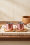 4 Piece 2-Person Metallic Pink Glass Coffee Cup Set with Bamboo Base 100 ml - 2