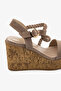 Mink Suede Genuine Leather Wedge Heeled Women's Sandals with Knitted Straps - 7