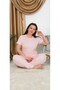 Large Size Short Sleeve Buttoned Collar Floral Patterned Women's Pajama Set 100% Cotton - 4