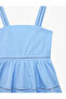 Cotton Lace Detailed Square Neckline Strappy Poplin Long Dress - 3