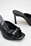 Women's Accessory Detailed Heeled Sandals Black Yanki - 4