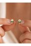Children's Daisy Figured Gold Color Steel Enamel Mini Hoop Earrings