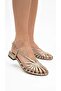 Somex Women's Shiny Leather Hellenistic Design Interlocking Strap Flat Sole Round Toe Flexible Side and Front Window Detail Casual Comfortable Stylish Sandals - 2