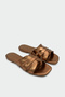 Taya Asymmetrical Cut Women's Copper Flat Slippers - 2