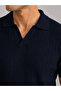 Navy Blue Polo V-Neck Short Sleeve Men's T-Shirt