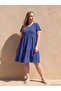 Lcwaikiki Curve Blue Plus Size V-Neck Layered Dress