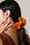 Orange Sequin Hand Knitted Hairpin – Handmade Cotton Viscose Hairpin - 4