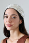 Pearl White Sequined Hand Knitted Bandana – Handmade Hair Band - 4