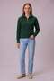 Women's Hair Knitted Half Zipper Bato Collar Wool Knitwear Sweater Khaki - 2