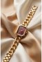 Luna Women's Steel Watch Gold Color & Burgundy Dial Vintage Old Money Luxury Rectangular Case Women's Wristwatch |   Limited Edition 2026 - 5