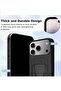 iPhone 17 Pro Max 5G 2025 Silicone TPU Case with Card Holder & Hand Grip | Slim Shockproof Wallet Cover with Kickstand Stand & Secure Grip Strap (MCHPSN) - Black - 2