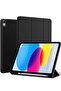Smart Auto Wake/Sleep Cover with Built-in Pencil Holder Trifold Case for Apple iPad 10th Gen Black