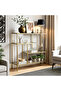 FFD Modern Gold Console Table with Glass Shelves, Entryway Storage Rack & Living Room Display Stand - 7