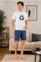 Men's Short Sleeve Shorts Printed 100% Cotton Pajama Set Home Wear - 6