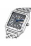 Roma Men's Luxury Watch – Square Roman Dial, Blue Hands, Stainless Steel Bracelet & Quartz Precision Timepiece - 3