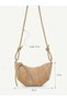 Women's Croissant Model Shoulder and Crossbody Bag with Rope Pendant Detail - 2
