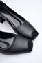 Women's Black Leather 4cm Heeled Shoes Tr18Ms14D - 4