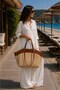 Tan Women's Straw Beach Bag Large Volume Shoulder Bag for Daily Use - 3