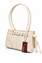 Belt Detailed Faux Fishbone Leather Women's Shoulder Bag Cleo Cream - 2