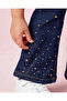 Girls Dark Wash Studded Flared Jeggings - 3