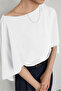 Women's Boat Neck Cape Detailed Modern Design Stylish Blouse - 3
