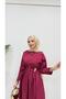 Women's Buttoned Buckle Belt Detailed Hijab Dress - 4