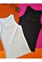 Halter Neck Modal Camisole Women's Undershirt Black and White Color - 2