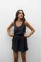 Black Strappy Blouse Shorts Modal Set - 4