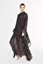 Brown Long Pareo with Palm Pattern and Lace-Up Detail on the Collar 1011 - 6