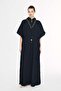 Black Long Pareo with Embroidery Detail on the Collar 1006 - 2