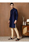 Mens Self Design Jacquard Silk Kurta Set - 3