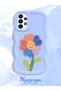 Samsung Galaxy A23 Compatible Case Camera Protector Blue Silicone Couple Phone Case Floral Pattern - 2
