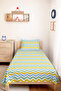 Blue Zigzag Geometric Youth Room Single Pique Set-Yellow Green 160X220 cm Quilted Bedspread - 4